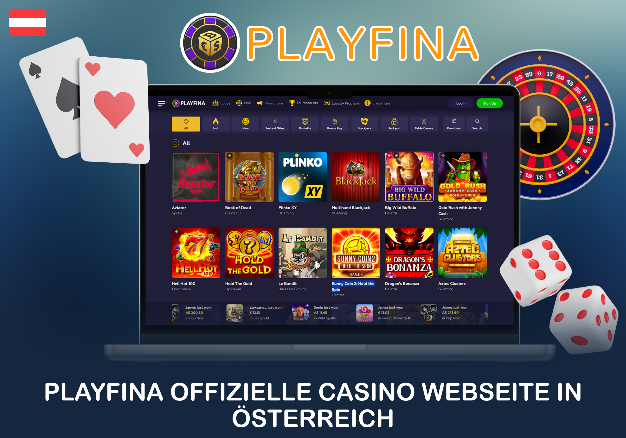 Online-Spielplattform Playfina für Österreich